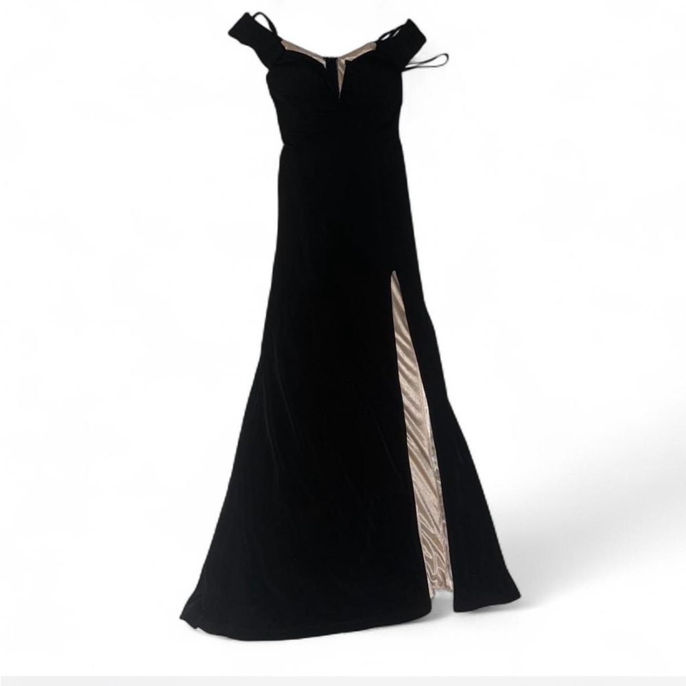 City Studio Black Gown with Gold Accents